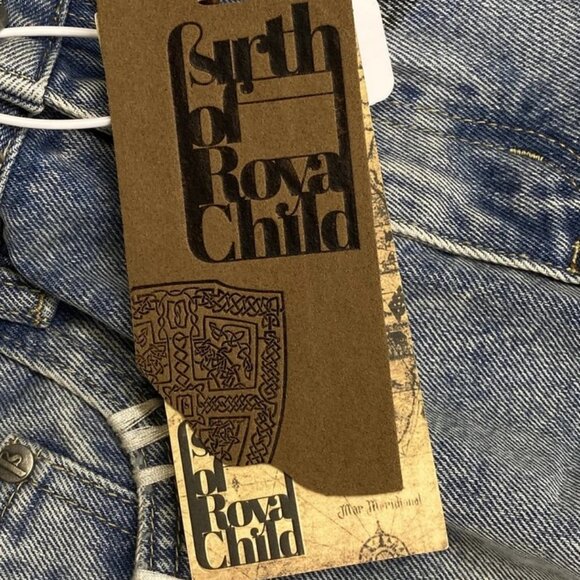 Birth Of Royal Child Men's Distressed Jeans Blue Size S – Chain Ink Print & Fray - Picture 2 of 11